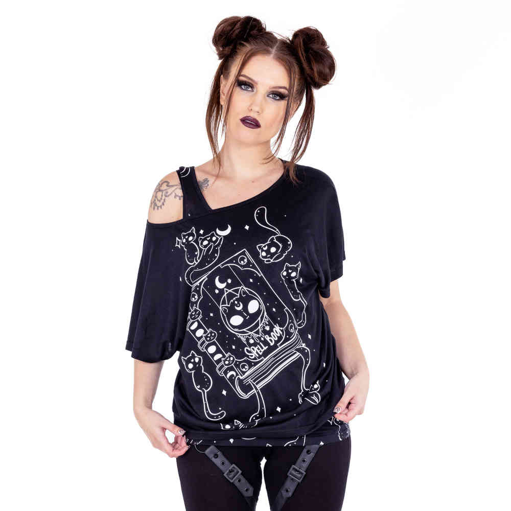 Heartless - Kitty Spellbook Top - Black